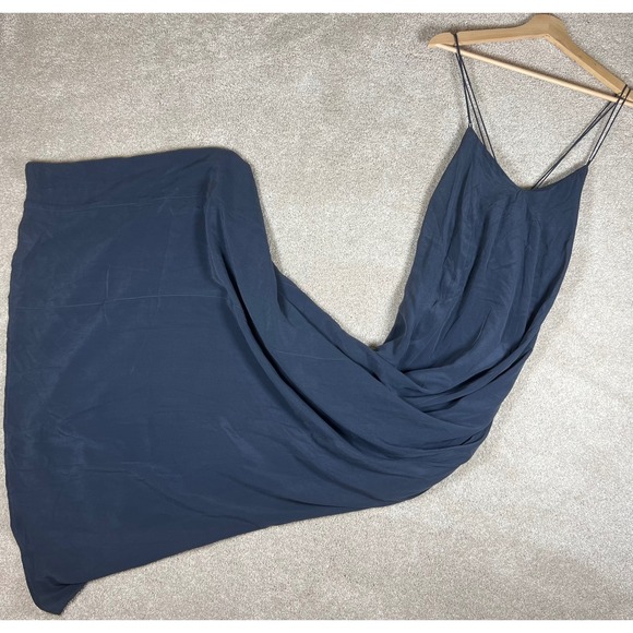 NWT Bella Luxx Anthropologie Gray Silk Blend Maxi Dress Strappy L Cocktail Boho - Picture 1 of 11